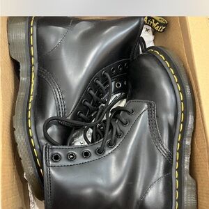 Dr. Martens Black Boots with Yellow Stitching